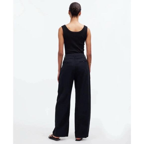 New MADEWELL Women's Size 4 The Harlow Wide-Leg True Black Linen Pant NG521 A24 - Picture 2 of 8